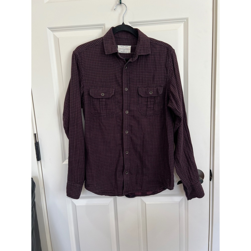 Rag & Bone Taylored Work Wear Long Sleeve Plaid Button Down Shirt Size Medium